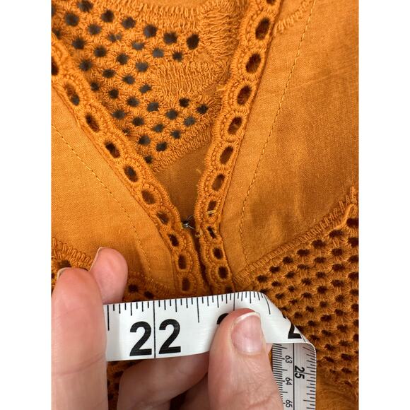 LOGO Lavish Jacket Womens Large Orange Eyelet Lace Cropped Cottagecore Boho - Picture 7 of 7